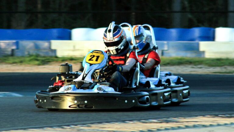 A go-kart racing on the track.