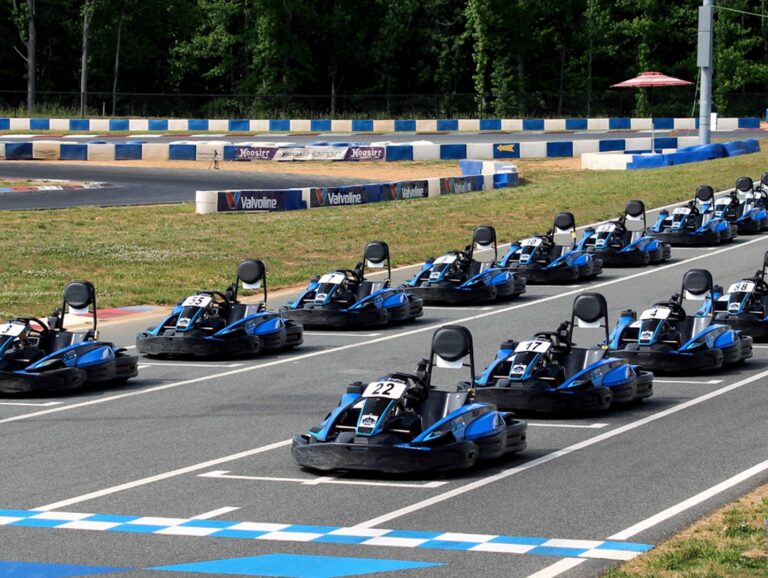 karts lined up ready to race!