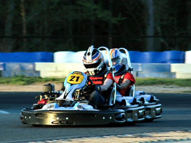 A kart racing on our track.