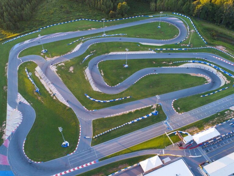 An arial view of the Trackhouse Motorplex race track.