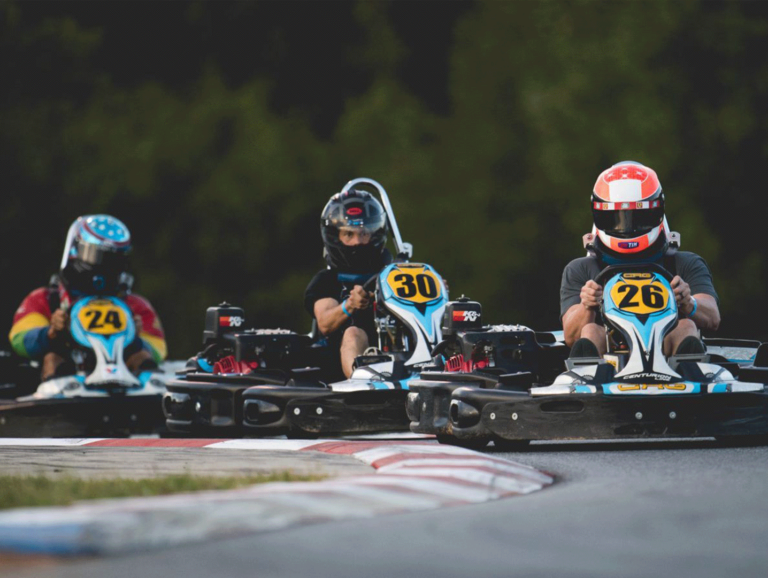Three karts racing on our track.